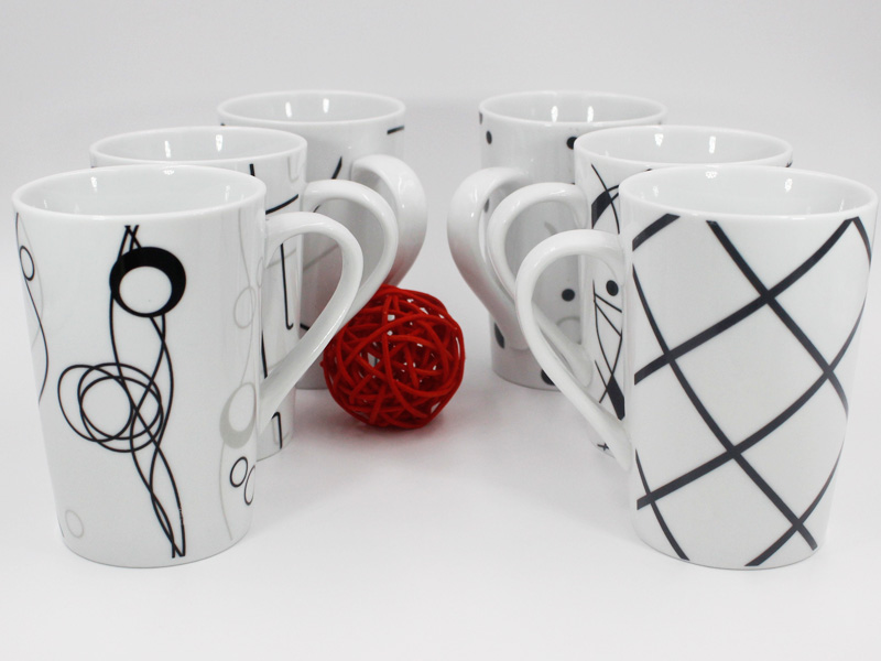 德化陶瓷杯定制厂家创意点线面陶瓷杯马克杯广告LOGO定制批发