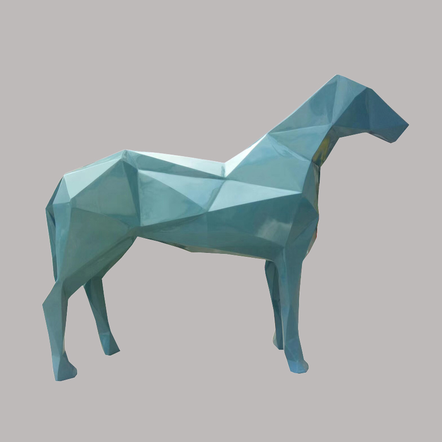 玻璃钢动物雕塑几何切面马景观景区摆件13510209441
